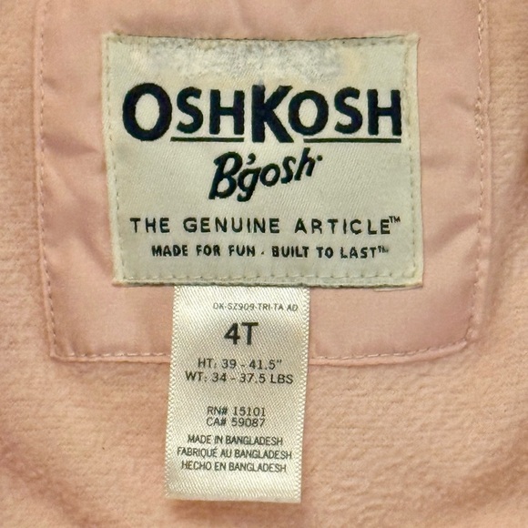 OshKosh B'gosh Girls' Heavyweight Colorblocked Chevron Puffer Coat - 4T - Picture 2 of 2